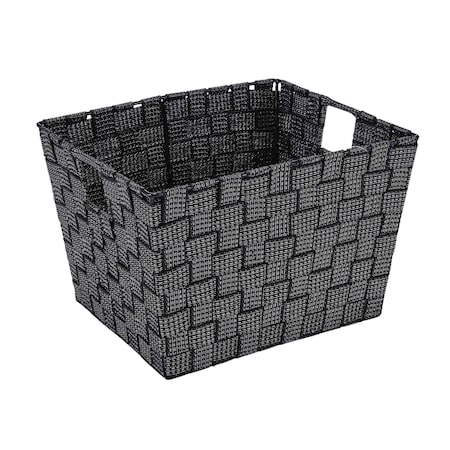 Simplify Storage Bin, Plastic, Black, 10 in H, 12 in W, 10 in L 26242-BLK-SILVER
